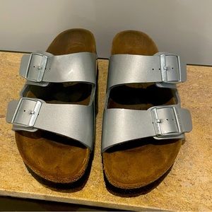 Birkenstock Platform Silver Arizona Sandals